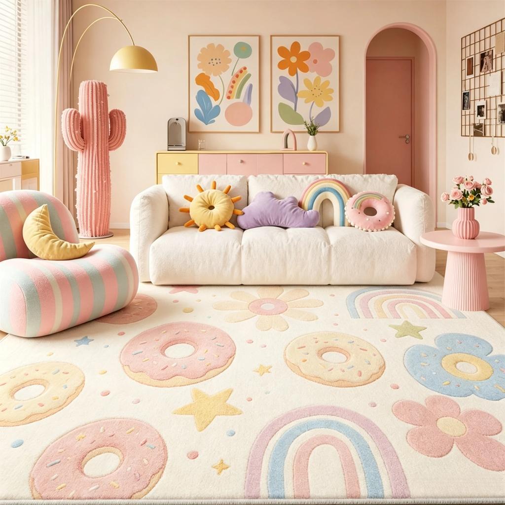 Cream Style Bedroom Decor Plush Carpet Large Area Carpets for Living Room Home Fluffy Soft Floor Mat Thicken Lounge Washable Rug