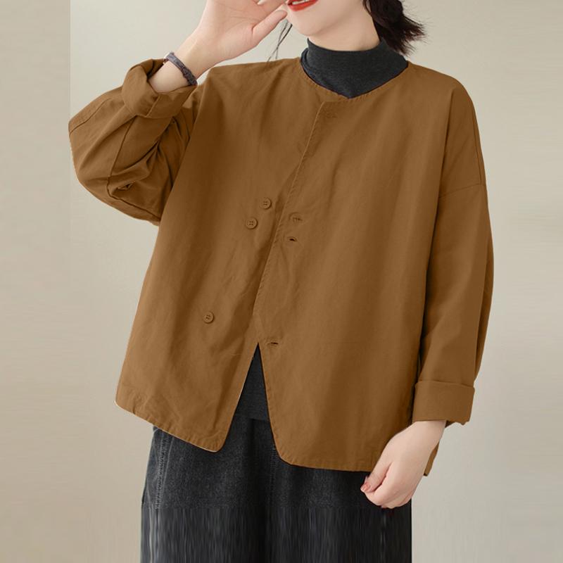 ZANZEA Women Casual Round Neck Solid Color 3/4 Sleeve Loose Blouse