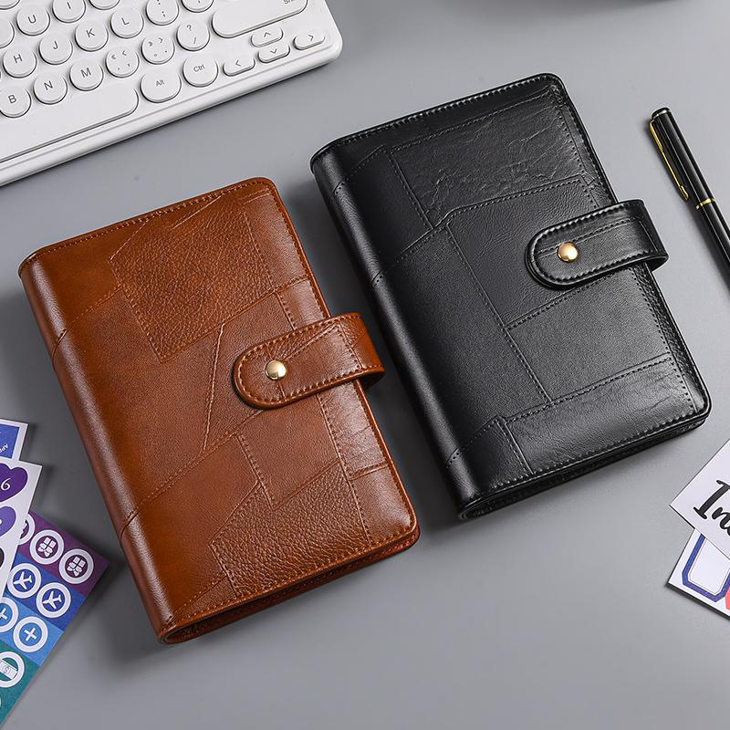A6 Splicing Retro Style PU Leather DIY Binder Notebook Only Cover Diary Books Schedule Covers School Stationery