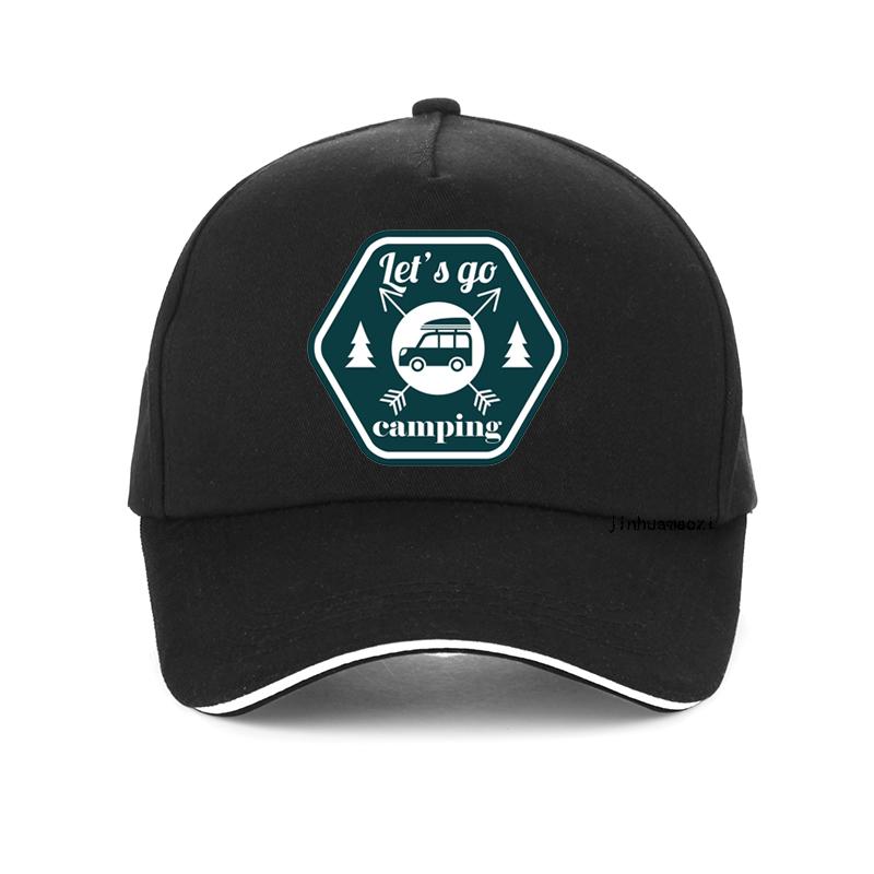 Let'S Go Camping Baseball Cap Fashion Print Outdoor Camping Caps Unisex Snapback Hat Adjustable Leisure Caps