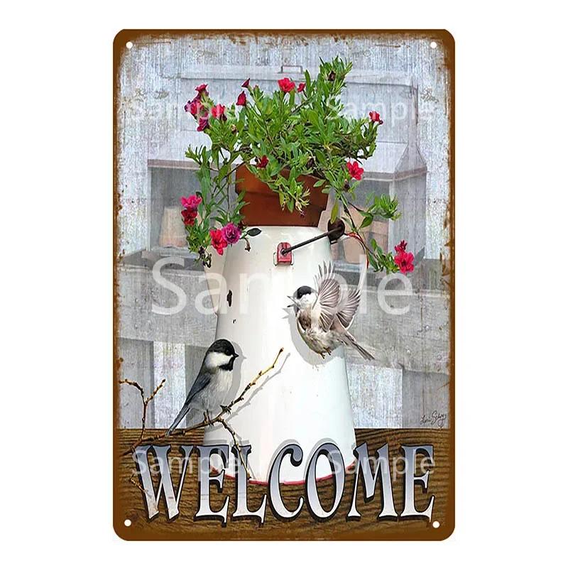 Enjoy Our Garden Kitchen FLowers Metal Tin Sign Farmhouse Home Retro Wall Painting Art Decor Beer Wine Farm Party Poster YL