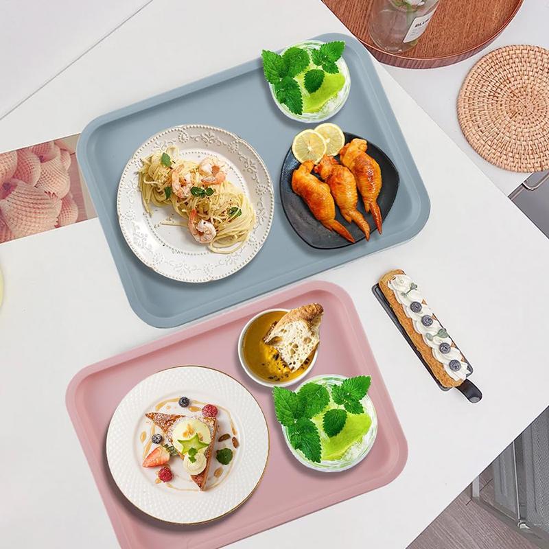 4Pcs Plastic Serving Tray Set Dinner Plate Kit Tea Fruit Dessert Tray Trays for Food Serving Cooking Storage Tray Kitchenware
