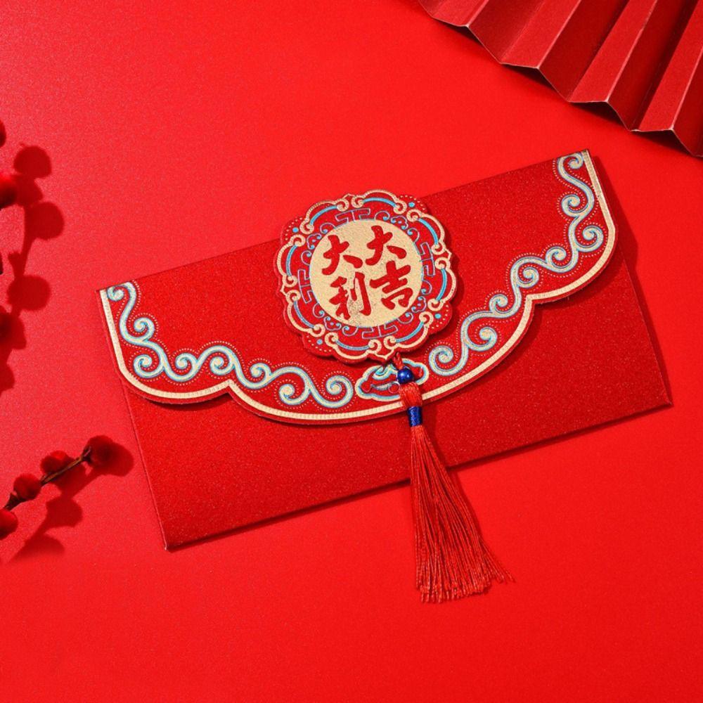 2pcs with Tassels New Year Red Envelope Red Lucky Money Pocket  Chinese New Year