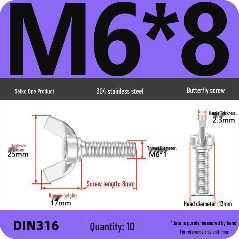 304 Stainless Steel Hand-Tightening Butterfly Weld Screws - Ram Horn M4 M5 M6 M8