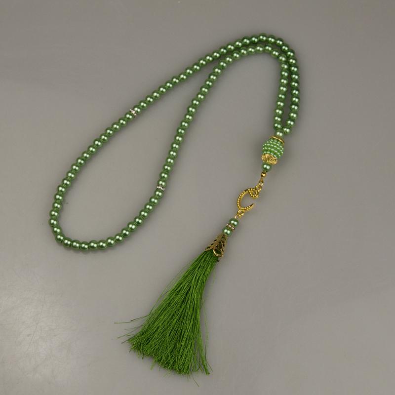 6Mm 99Pcs Glass Pearls Tassel Turkish Style Muslim Rosary Islamic Meditation Yoga Prayer Beads Necklace For Women Jewelry