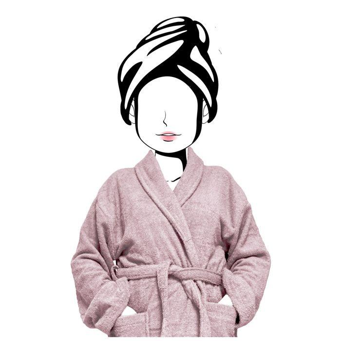 Peignoir en coton 500gr/m2 Taille L LAGUNE vieux rose, par Soleil d'Ocre