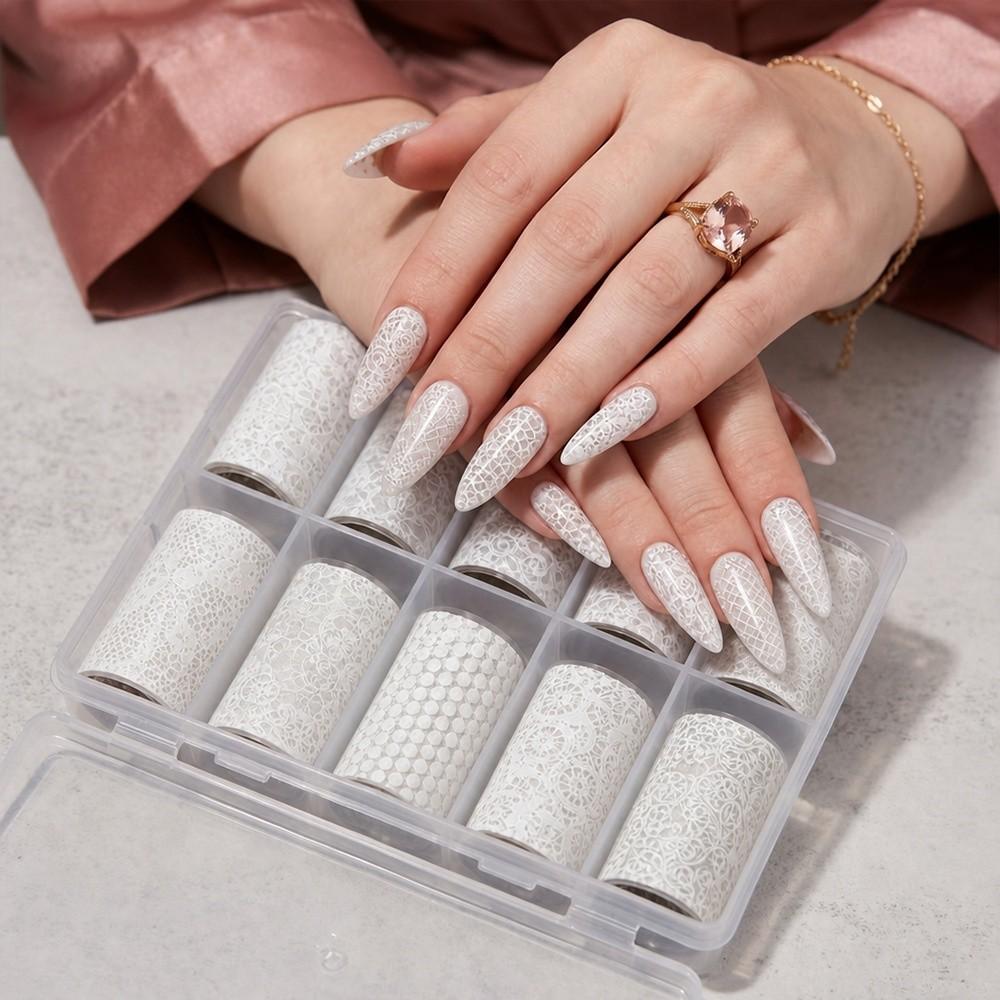 Lace Design Nail Transfer Stickers Iridescent Nail Art Stickers Nail Art Decorations  Manicure DIY