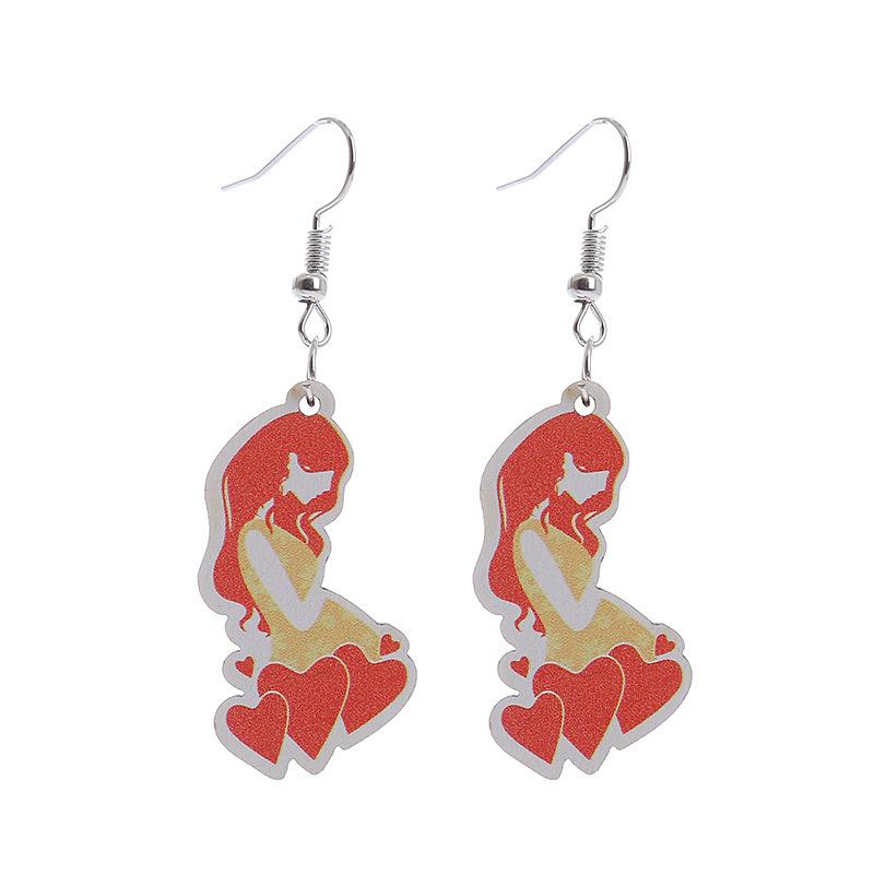 2023 Mother's Day Rainbow Wood Pendant Earrings - Holiday Party Jewelry