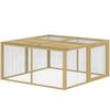 Small Animal Cage, Rabbit Hutch, Hinged Roof, Fir Wood, 120x120x57cm, Natural