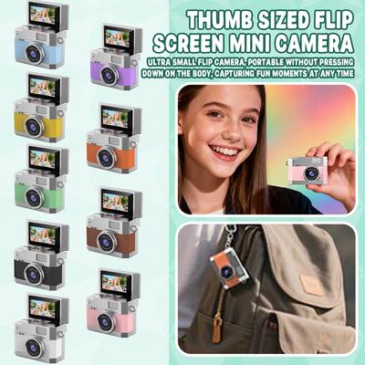 Thumb-Sized Flip Screen Camera, Flip-Screen Retro CCD Portable Digital Camera, With 180° Flip Screen, Video Mode Vlog Keychain Cam For Beginners