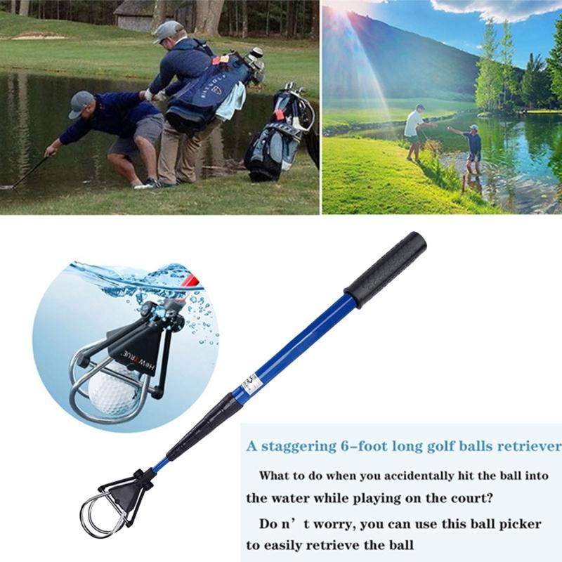 Automatic Golf Ball Pickup Tool Telescopic Retrievers Stick with Ergonomic Handle for Outdoor Practice Session
