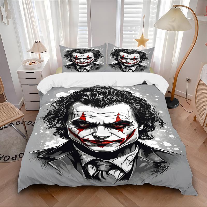 

3pcs Joker Clown Bedding Set, Soft Polyester Duvet Cover and Pillowcases Machine Washable Seasons all suitable, Design for Bedroom344 135x200cm
