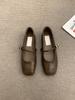 Versatile one-word strap single shoes silver women's shoes retro Mary Jane shoes flats small leather shoes