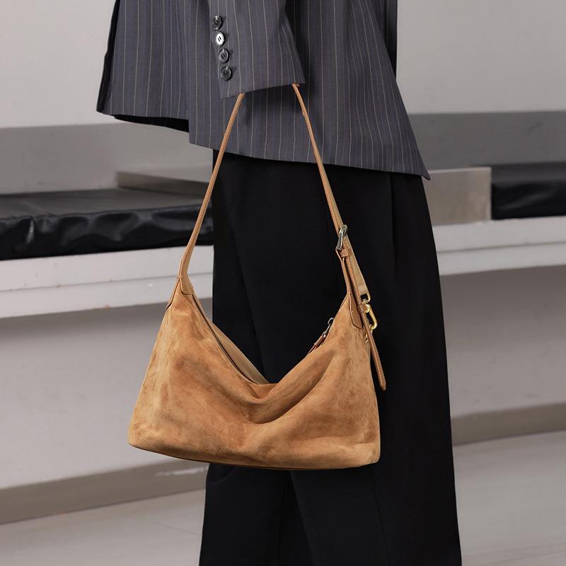 First layer vegetable tanned cowhide premium shoulder dumpling bag, commuting versatile large capacity leather hobo armpit bag