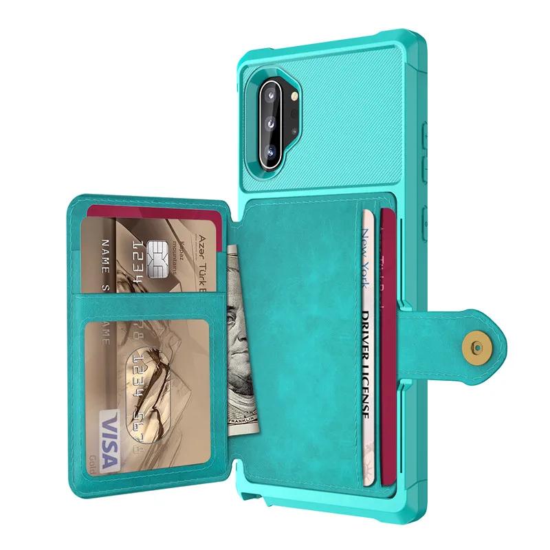 Für Samsung Galaxy Note 10 Plus Note 10 Kreditkartenhülle PU-Leder Klappbrieftasche Foto-Halter Harte Rückabdeckung für Galaxy Note 10