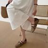 Retro caramel Mary Jane shoes women's flat summer new double buckle with matte light mouth single shoes