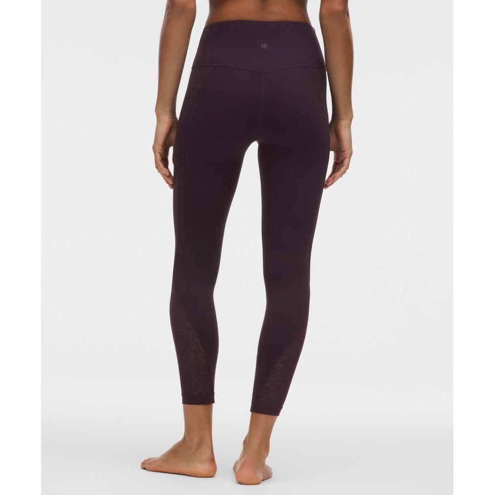 Lululemon Paisley Lace Overlay Tight 25  Black Plum