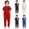Unisex Kids Special Needs Jumpsuit Round Neck Short Sleeve Contrast Color Back Invisible Zipper Adaptive Clothing