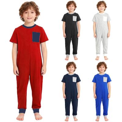 Unisex Kinder Spezialbedürfnisse Overall Rundhalsausschnitt Kurze Ärmel Kontrastfarbe Hinten Verdeckter Reißverschluss Adaptive Kleidung