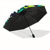 1pc Shark Waves Auto Open/Close Umbrella with Windproof, Functional Design, 8-Rib Sturdy Canopy, Durable Ribs,024