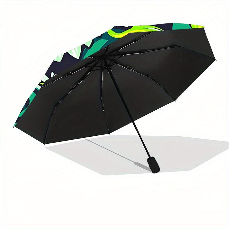 1pc Shark Waves Auto Open/Close Umbrella with Windproof, Functional Design, 8-Rib Sturdy Canopy, Durable Ribs,024