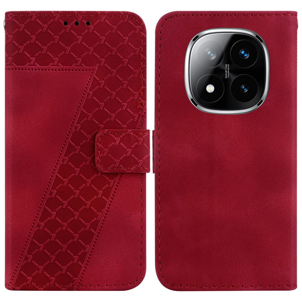 Für Xiaomi Redmi Note 14 Pro 5G/Poco X7 5G Ständerhülle 7-förmiger Musteraufdruck Leder Handyhülle