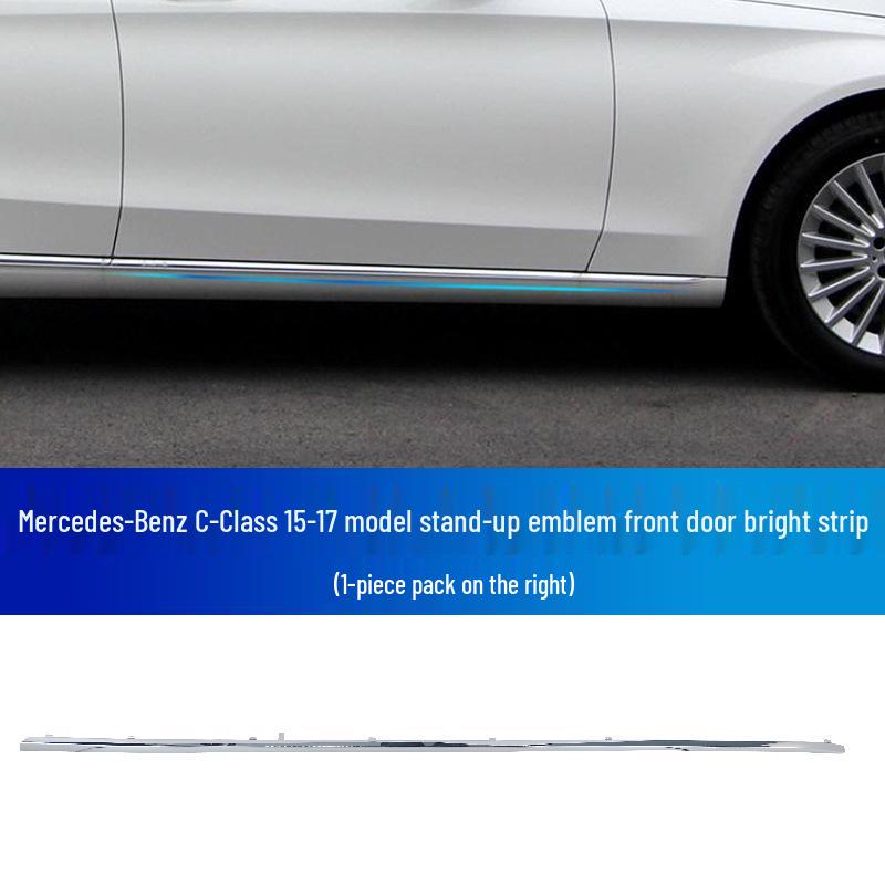 Mercedes-Benz C-Class Decorative Silver Strips: C180 Bumper, C200 Door, C260 Silver, C300 Style.
