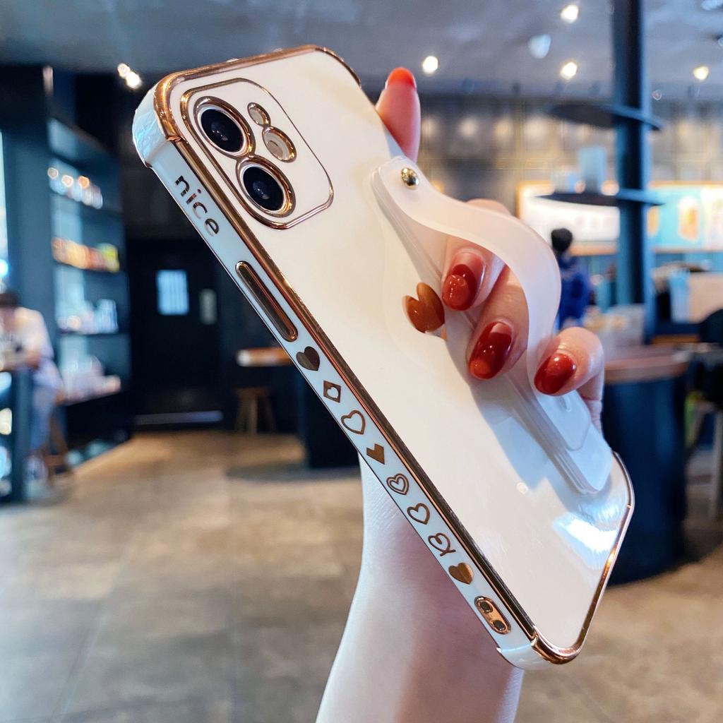 Side electroplated love wristband case 17Promax for Apple 16Pro mobile phone case 13/14/15 soft case XR