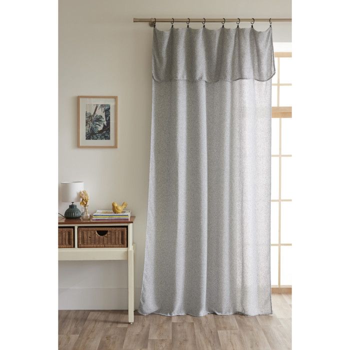 Lot de 2 voilages ajustables + 8 anneaux pince 140 x 270 cm Polyester effet chambray "Dua" Le fil d'Ariane - 2x140x270 - Dua Galet