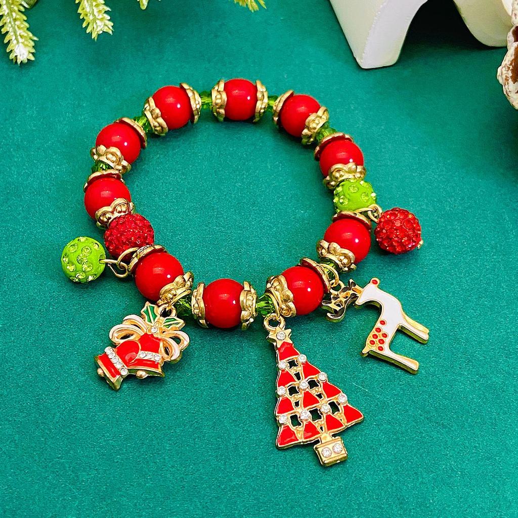 High Quality 2026 Christmas Chain Bracelet, Alloy Drip Oil Christmas Tree Elk Bells Diamond Snowflake Gift Bracelet