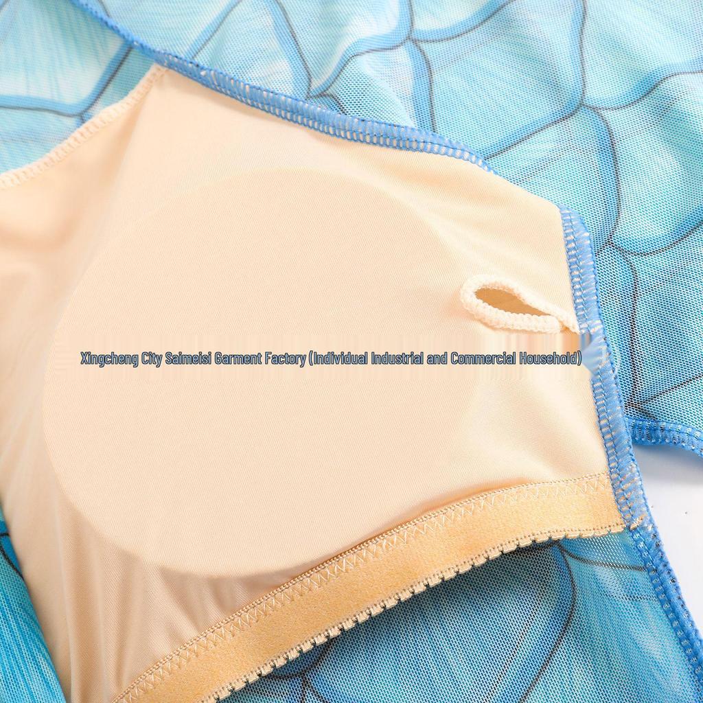 Russian Fish Scale Mesh Long Sleeve Swimsuit