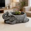 Elephant Planter Resin Elephant Animal Flower Pot Decorative Plant Holder with Drainage Hole for Indoor Outdoor Garden Patio Desk Home Decor