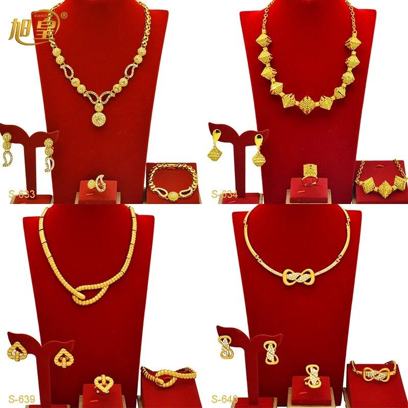 

Дубай, Саудовская Аравия, свадебные комплекты ювелирных изделий для женщин, ювелирные изделия из эфиопского хрусталя, позолоченное ожерелье, набор, подарки для вечеринок, 24 К, оптовая продажа