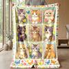 Neon Cat and Butterfly Theme blanket Lightweight Warm Flannel Blanket Decorative Throw Blanket for Home Decoration