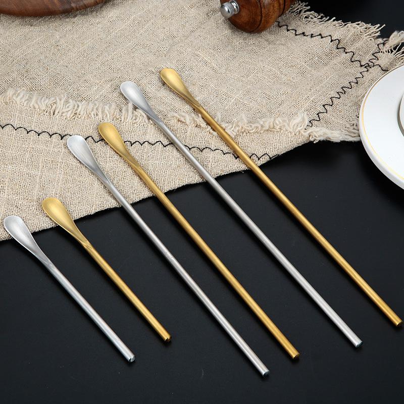 1PC Long Handle Teaspoon 304 Stainless Steel Mixing Spoon Tableware Coffee Tea Spoons Dessert Ice Cream Scoop Bar Tools