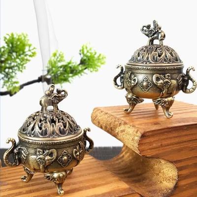 Alloy Incense Burner Animal Foot Plate Mini Sandalwood Incense Burner Hollow Out Three Legged Stove Tea Ceremony Home Decoration