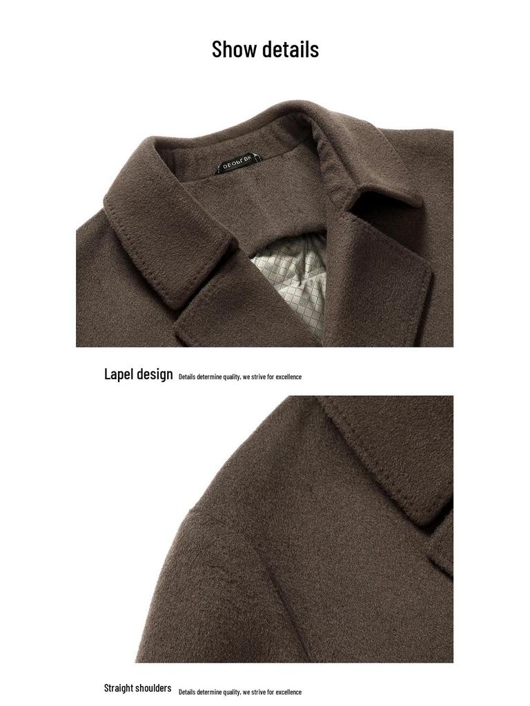 Men's Plus Size Mid-length Down Wool Blend Coat - 2025 Winter Warm Windbreaker with Loose Down Liner