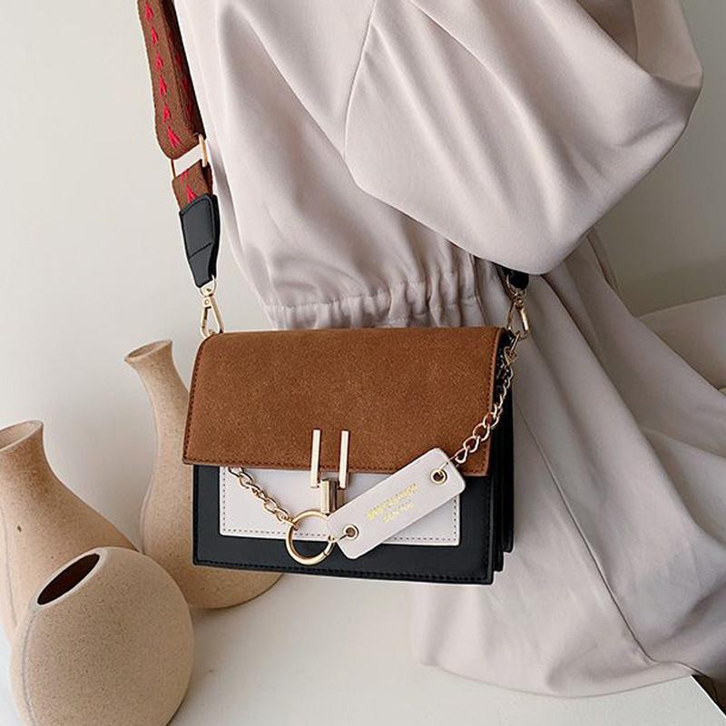 Trendy Flap Square Bag, Women's Fashion Faux Leather Purse, Stylish Chain Decor Crossbody Bag