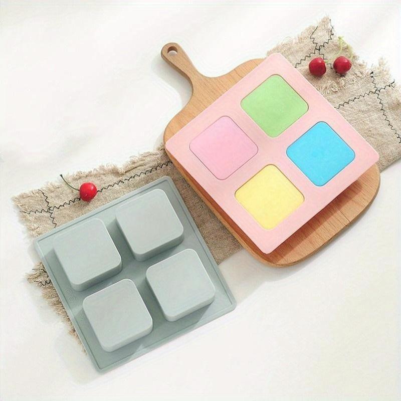 4 Grid Soap Mold DIY Handmade Soap Mold Silicone Bakeware Cake Baking Aromatherapy Rice Cake Mold Tool