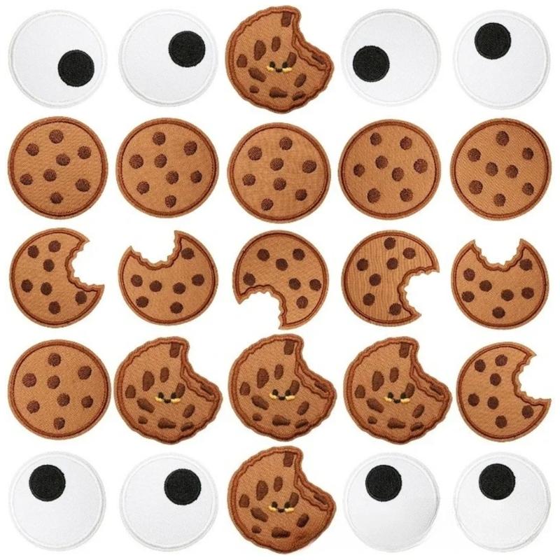 Set of 25 Lovely Cookie Cartoon Embroidery Patches Without Sewing Fabric Decorations for Projects