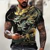 Summer casual dragon T-shirt men's fashionable 3D animal print, plus size short sleeved street T-shirt