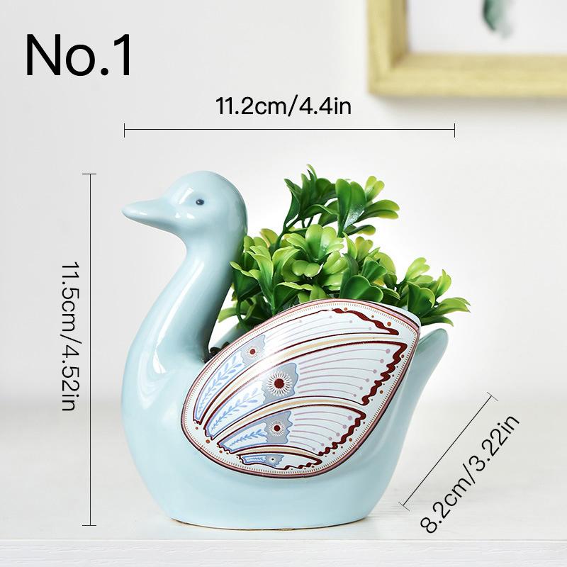 Cute Swan Flower Pot Ceramic Succulent Pot Planter Home Decor Indoor Decoration Desktop Ornaments Bonsai Plant Pot