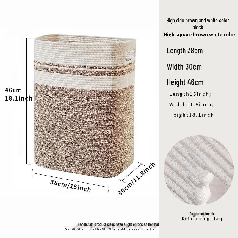 Large Capacity Woven Cotton Laundry Hamper and Storage Basket
