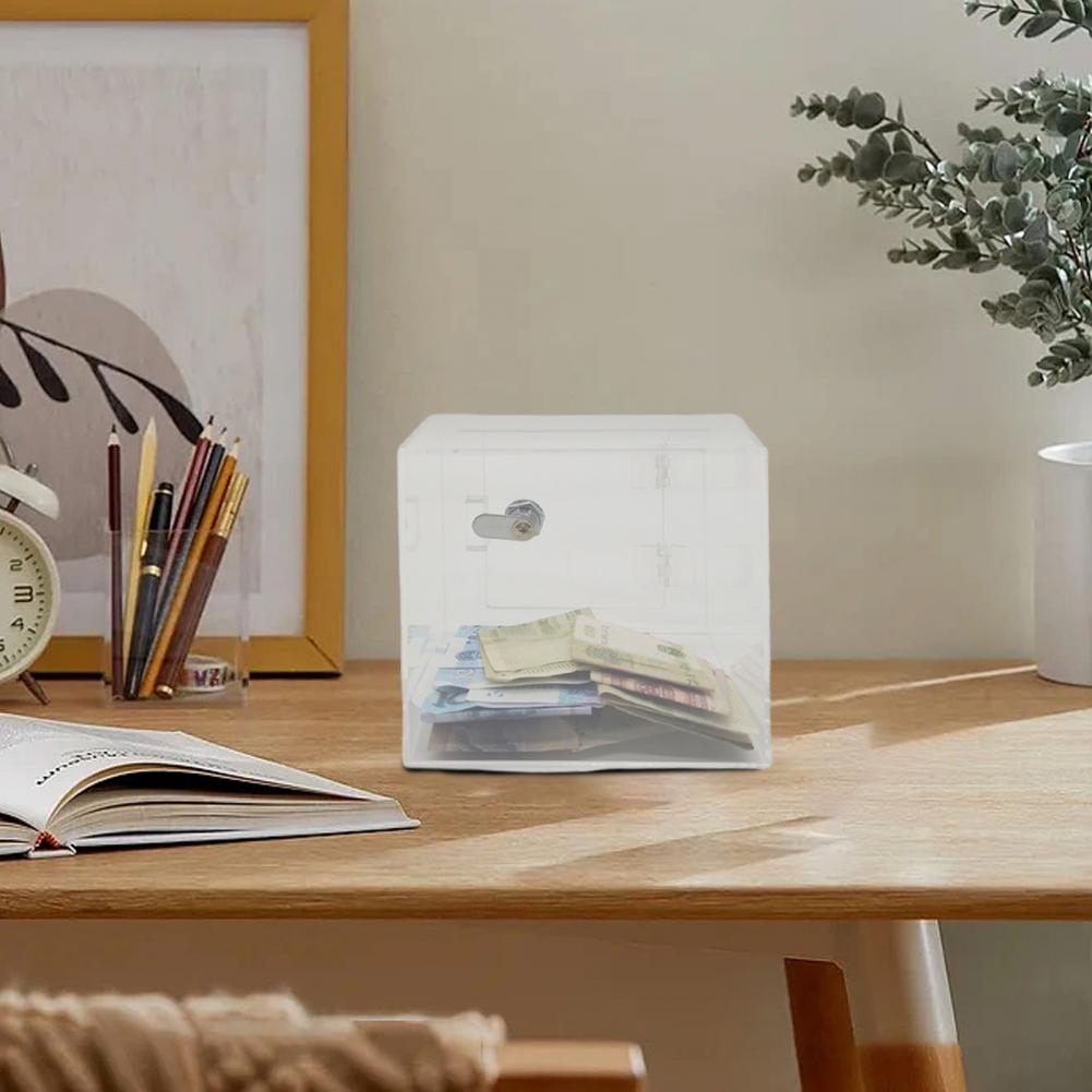 Transparent Piggy Bank Case Money Box with 2 Locked Acrylic Money Box with Ideal Savings Solution for Adults for Gifting