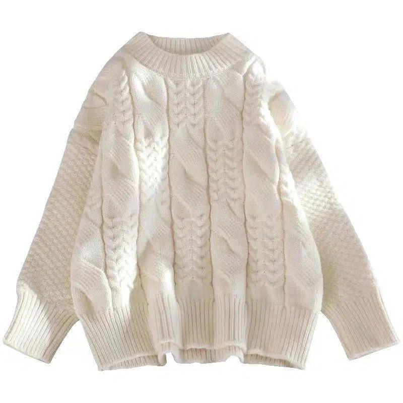 Fried Dough Twists Svetr Dámský svetr Nosit nový volný a líný styl Studentská pletená zadní košile na podzim a v zimě