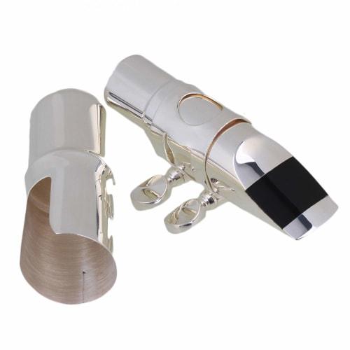 Yibuy Silver #6 Alto Saxophone Mouthpiece with Cap Ligature for E Flat Alto Saxophone