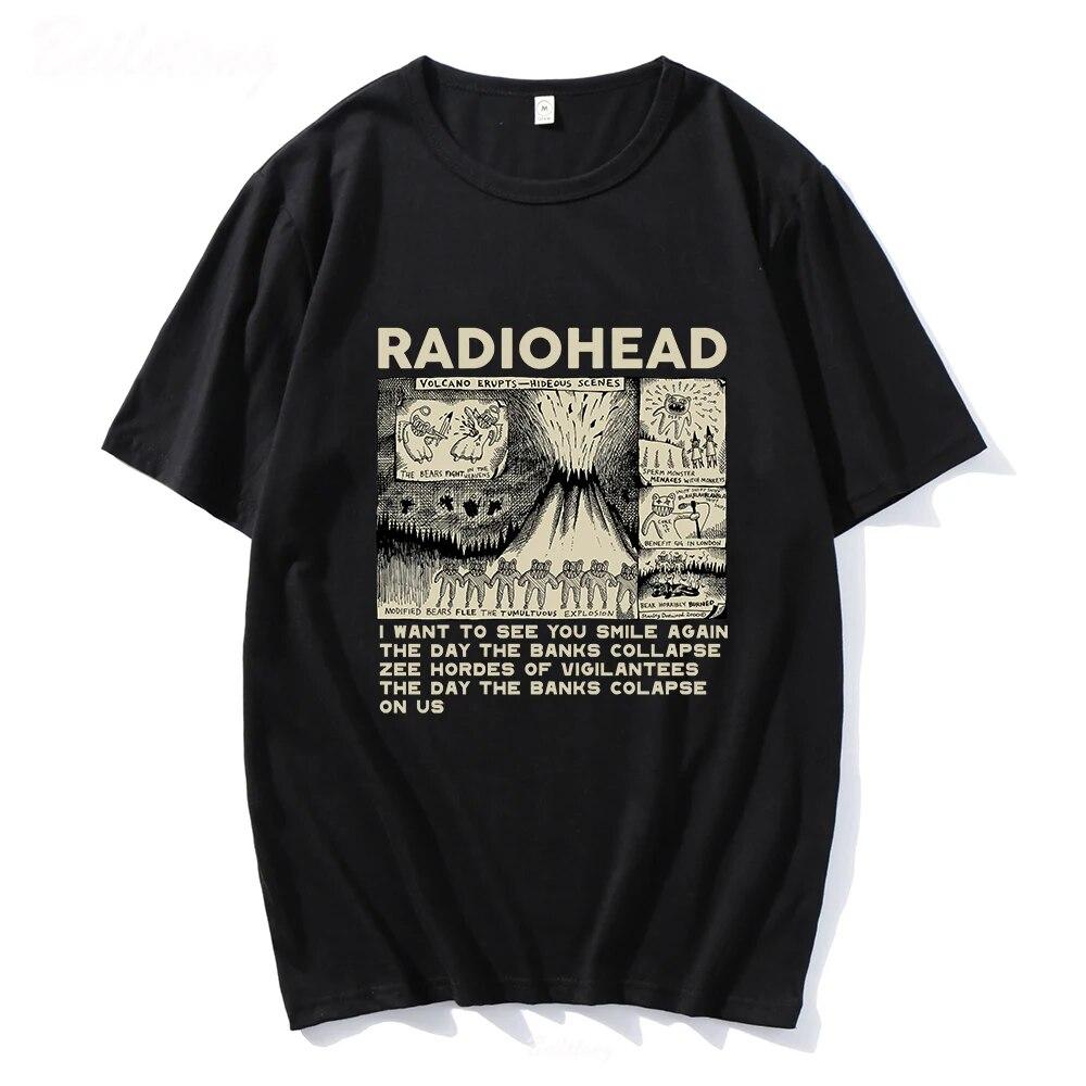 

Radiohead Винтажная футболка с принтом, унисекс, большие футболки унисекс из 100% хлопка, футболки в стиле хип-хоп, рок-группа, музыкальный альбом, мужские топы в стиле Харадзюку, футболка унисекс