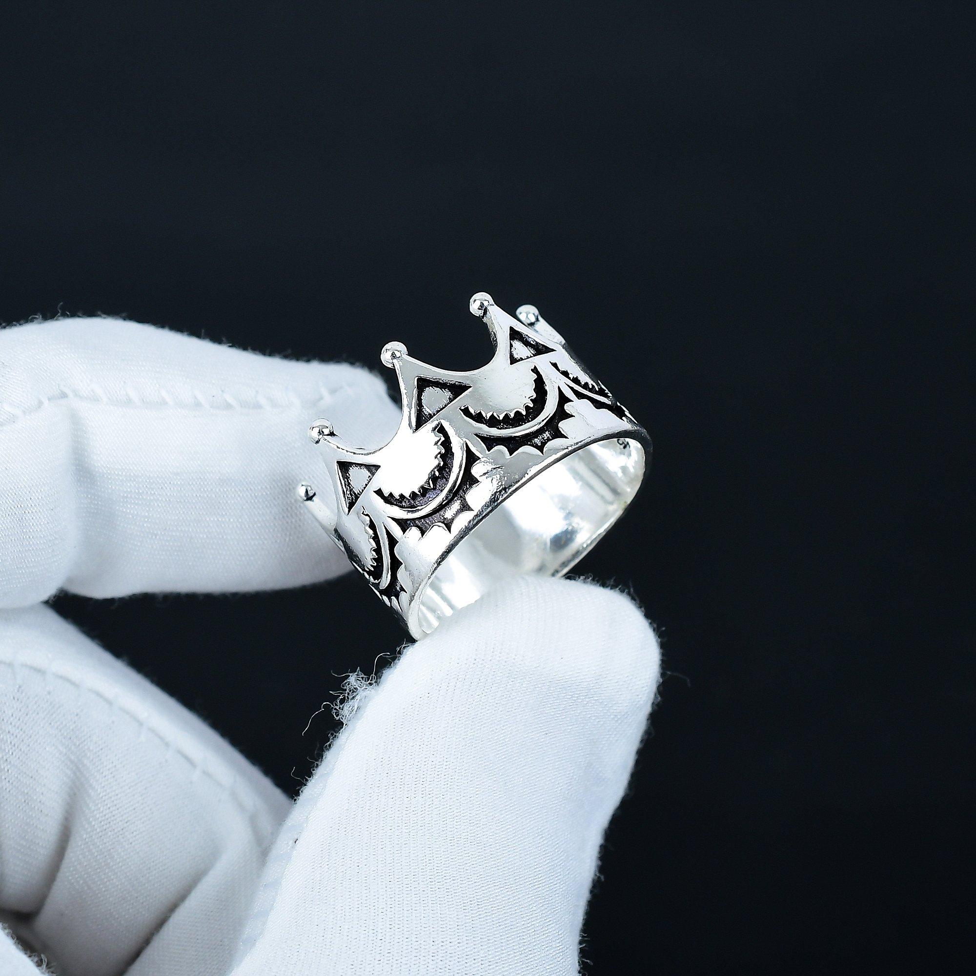 

Кольцо Корона, Кольцо Винтажного Дизайна, Уникальное Кольцо для Медитации, Ювелирные Изделия из Стерлингового Серебра 925 пробы, Подарок Ручной Работы, Кольцо-Заявление для Подарка на День Рождения US 12 серебряный