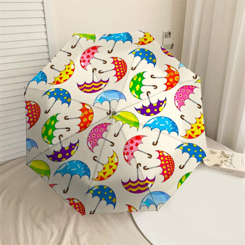 

1PC Umbrella Pattern Umbrella-8-Rib Reinforced Portable Folding Travel Suitable for All Seasons Outdoor Daily Use-G409