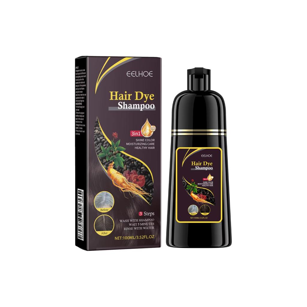 EELHOE Schwarzes Haarfärbeshampoo, 3-in-1, Wachstum, sauberes Haar, Verdunkelung, tiefenwirksame Pflege, schwarzes Haarfärbeshampoo, natürliche organische Kräuter